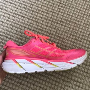 Hoka running shoes Clifton 2’s neon acid
